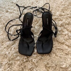 Nine West Black Strappy Lace-Up Heels